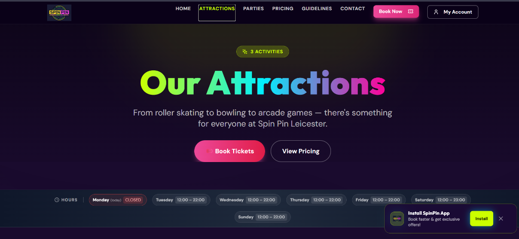 SpinPin – Entertainment Venue Platform - Screenshot 1
